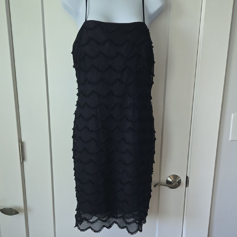 JS‎ Collections Purple and Black Ruffled Pencil Dress